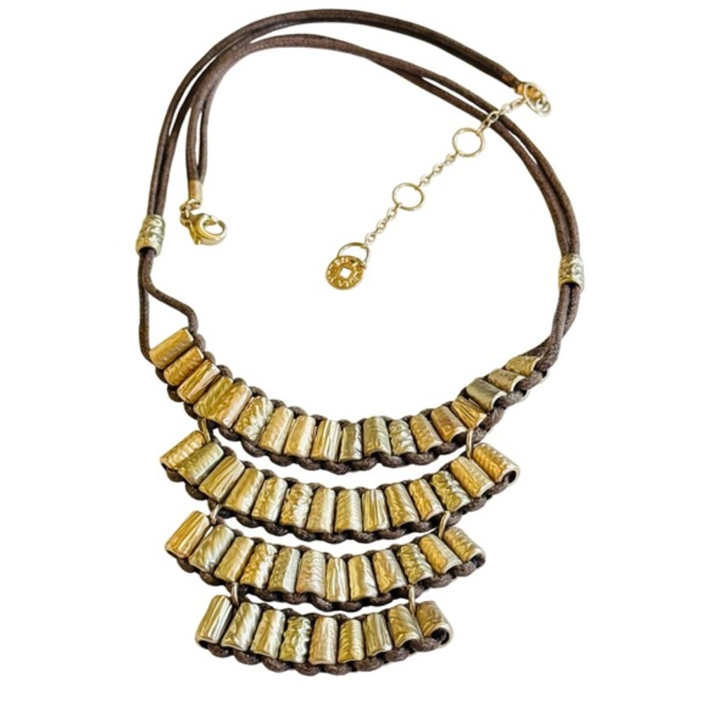 Karma Bella Necklace Textured Metal Beads Collar‎ Statement chunky BOHO Rare
